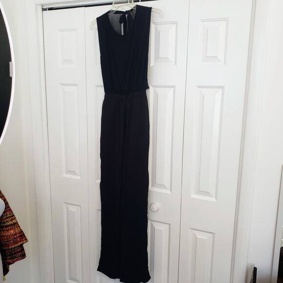 Signature 8 Black Jumpsuit Sleeveless Sheer Back Small - Picture 1 of 12